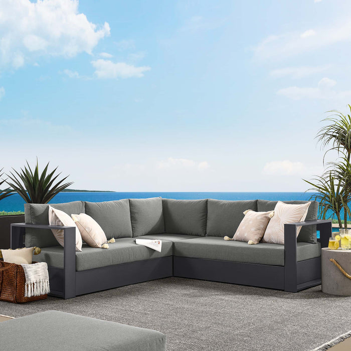 Tahoe Outdoor Patio Powder-Coated Aluminum 3-Piece Sectional Sofa Set