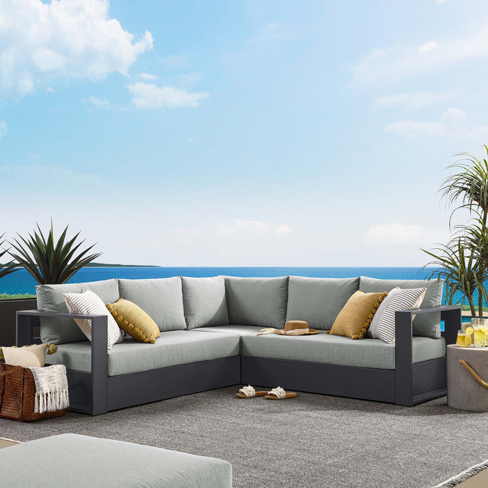 Tahoe Outdoor Patio Powder-Coated Aluminum 3-Piece Sectional Sofa Set