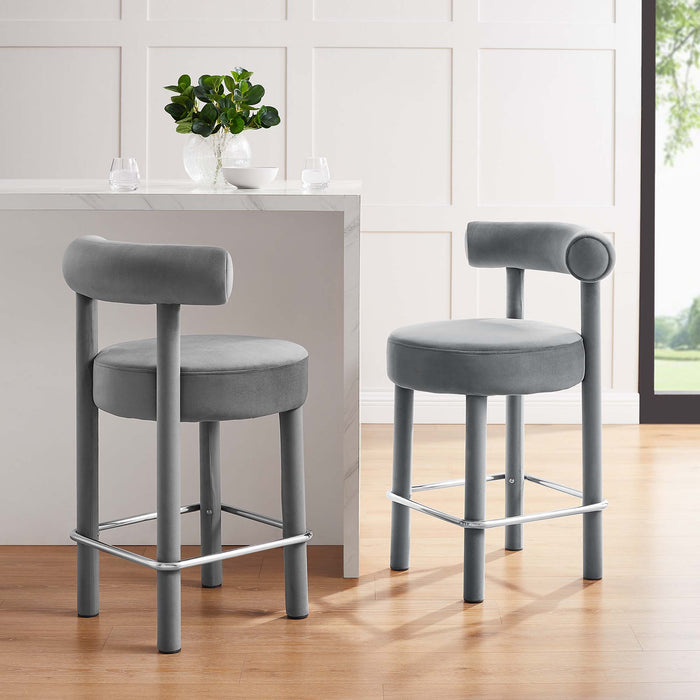 Toulouse Performance Velvet Counter Stool - Set of 2