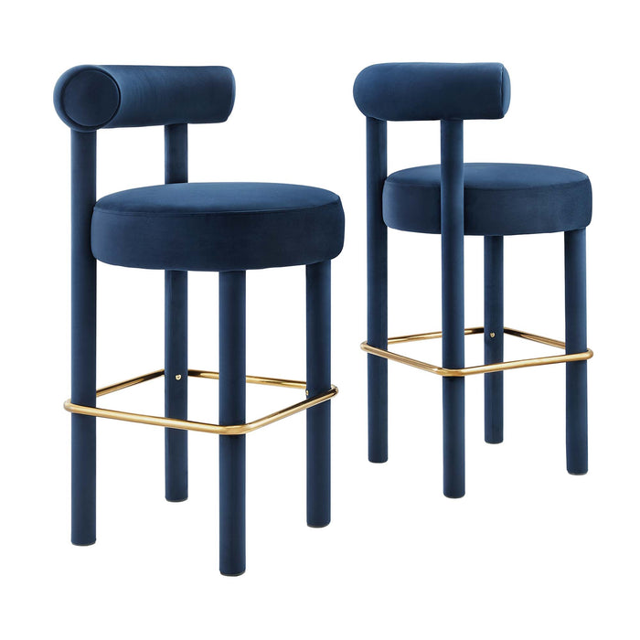 Toulouse Performance Velvet Bar Stool - Set of 2