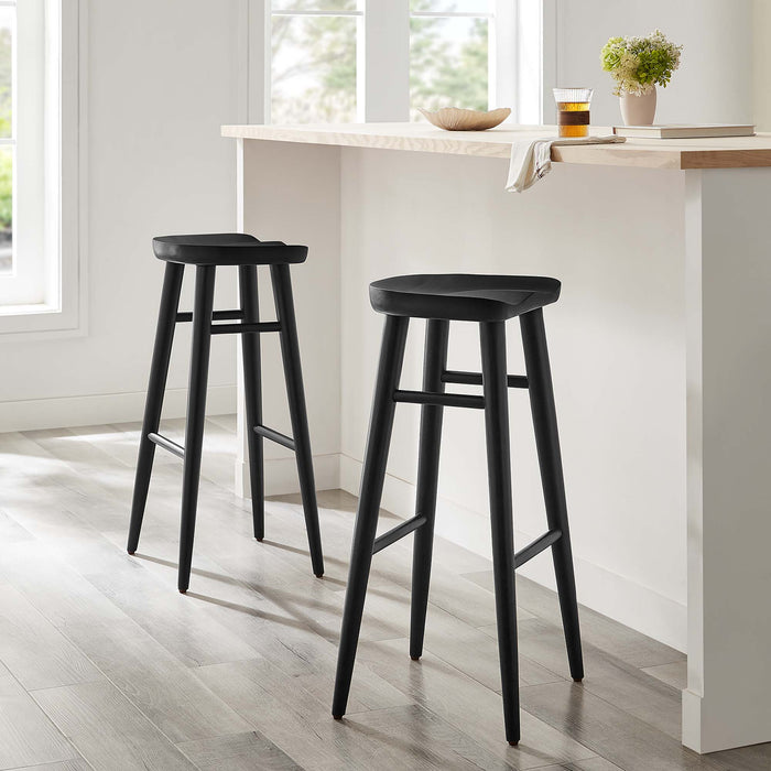 Saville Backless Wood Bar Stools - Set of 2