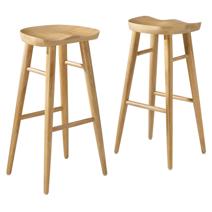 Saville Backless Wood Bar Stools - Set of 2