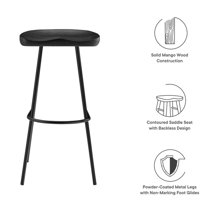 Concord Backless Wood Bar Stools - Set of 2