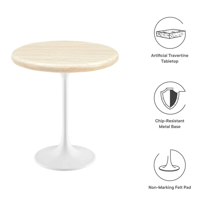 Lippa 20" Round Artificial Travertine  Side Table