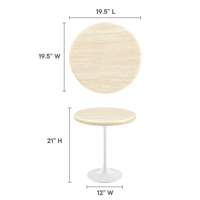 Lippa 20" Round Artificial Travertine  Side Table