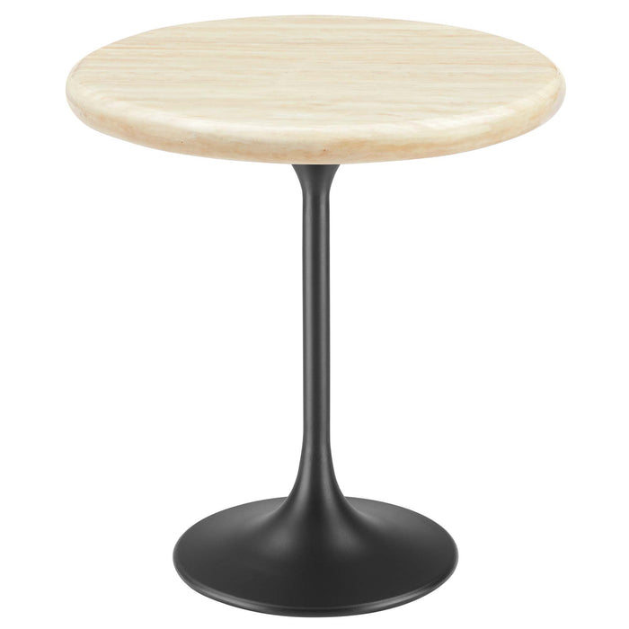 Lippa 20" Round Artificial Travertine  Side Table