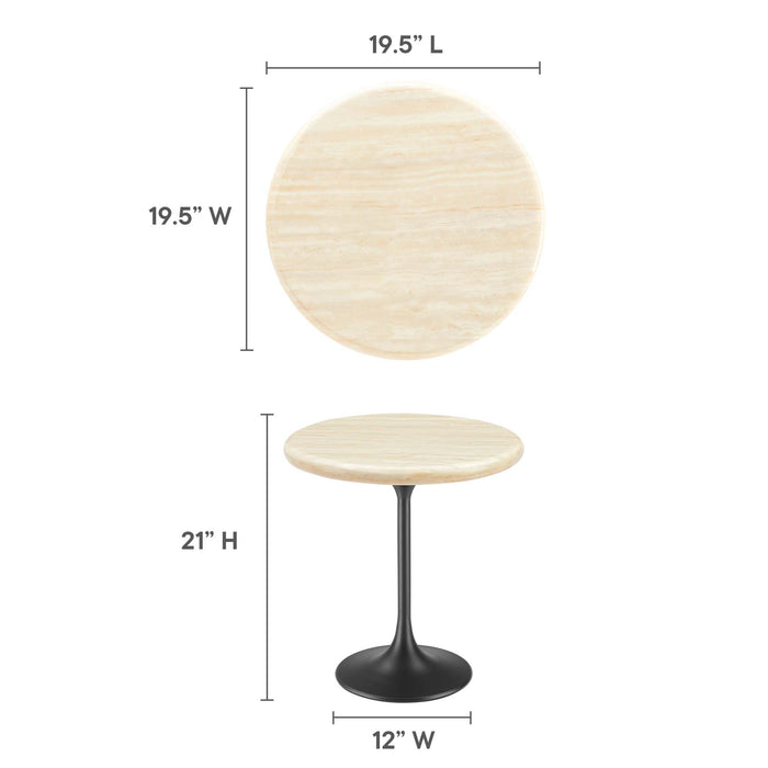 Lippa 20" Round Artificial Travertine  Side Table