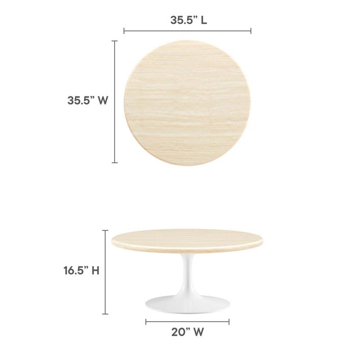 Lippa 36” Round Artificial Travertine  Coffee Table