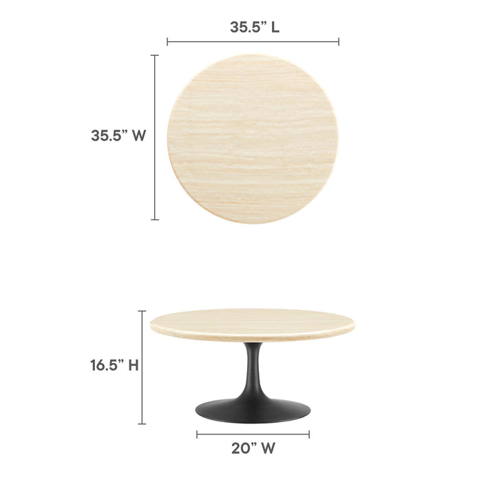 Lippa 36” Round Artificial Travertine  Coffee Table