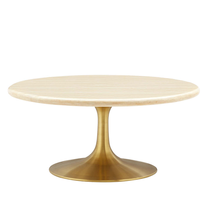 Lippa 36” Round Artificial Travertine  Coffee Table