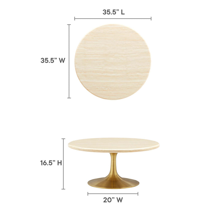 Lippa 36” Round Artificial Travertine  Coffee Table