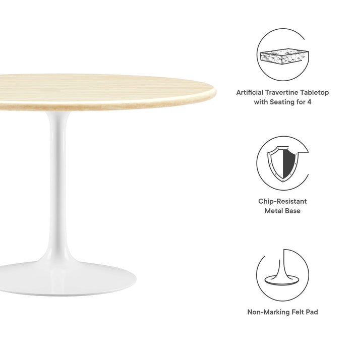 Lippa 48" Round Artificial Travertine  Dining Table