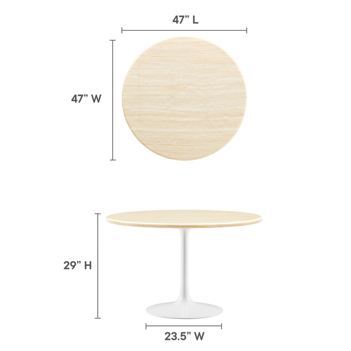 Lippa 48" Round Artificial Travertine  Dining Table