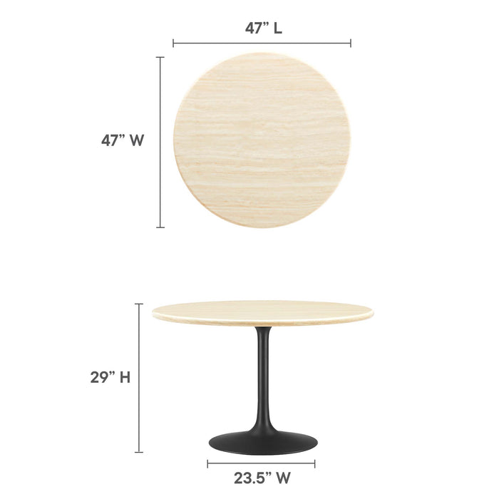 Lippa 48" Round Artificial Travertine  Dining Table