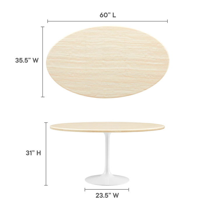 Lippa 60” Oval Artificial Travertine  Dining Table