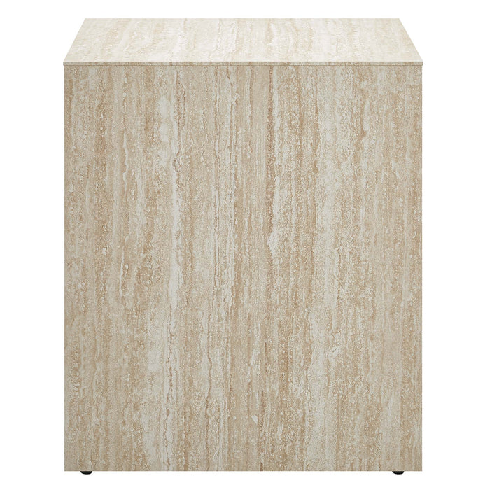 Mirella Faux Travertine Side Table