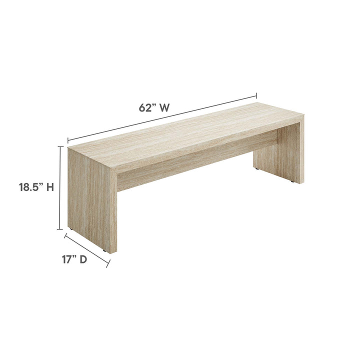 Mirella 62" Faux Travertine Long Bench