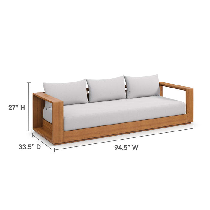 Tahoe Outdoor Patio Acacia Wood 2-Piece Sofa and Coffee Table Set