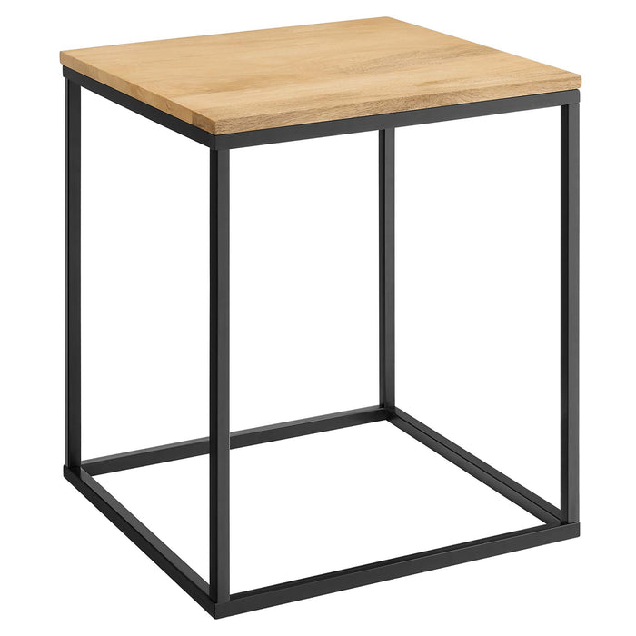 Zora Square Wood and Metal Side Table