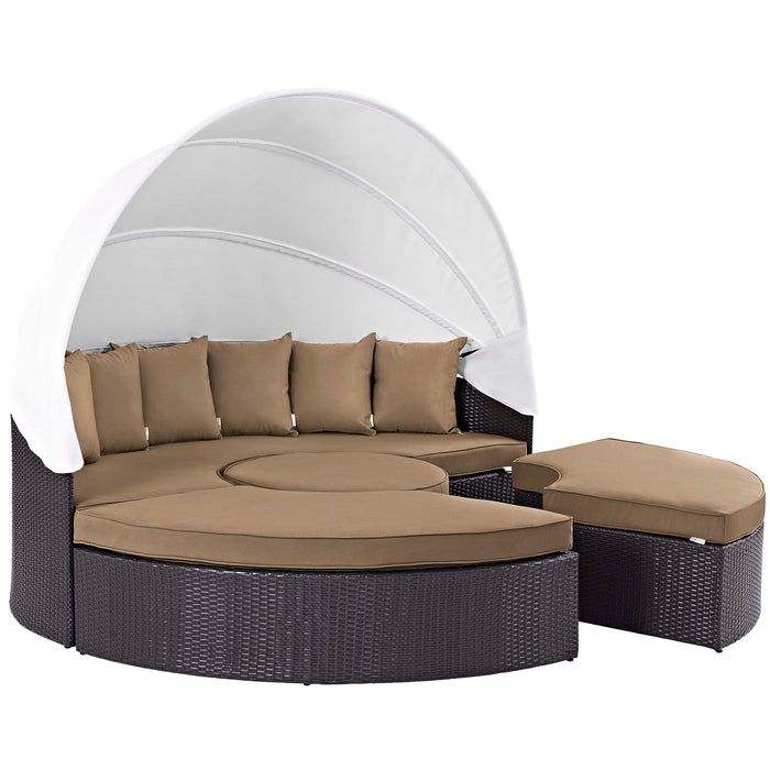 Quest Outdoor Patio Wicker Rattan Canopy Sectional Daybed