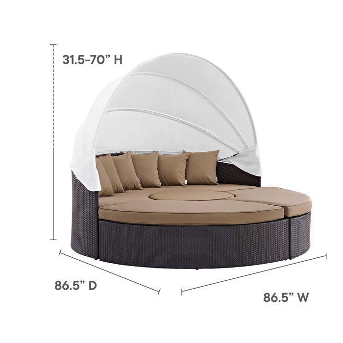 Quest Outdoor Patio Wicker Rattan Canopy Sectional Daybed