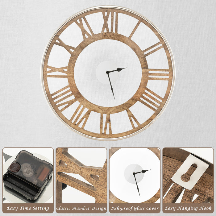 16 / 20 Inch Silent Wall Clock with Classic Frame and Classic Roman Number-20 Inch