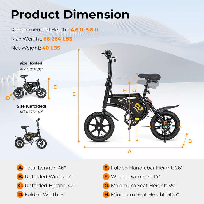 Electric Bike for Adults Folding Electric Bicycle with 350W Motor and 36V Battery