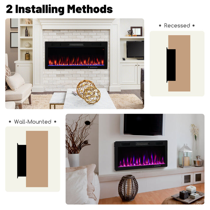 Electric Fireplace 40/50/60 Inches Recessed and Wall Mounted for 2' x 6' Stud-40 Inches