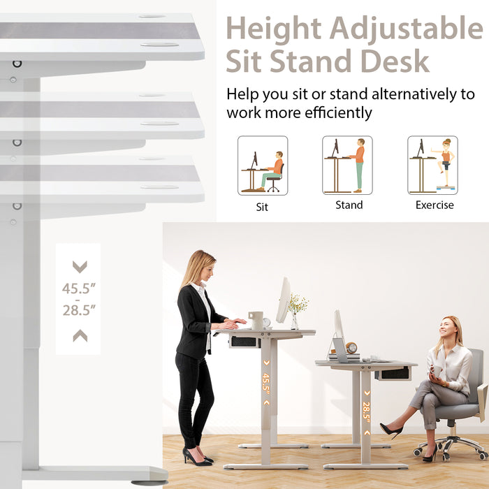 Height Adjustable Electric Standing Desk with USB Charging Port-Gray