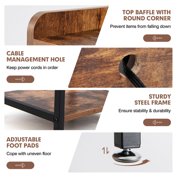 Lift Top End Table with Charging Station and Storage Shelves-Coffee