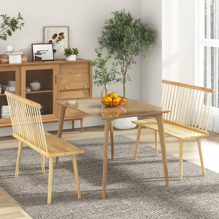 Entryway Bench for 2 with Spindle Back for Kitchen Dining Room Hallway-Natural