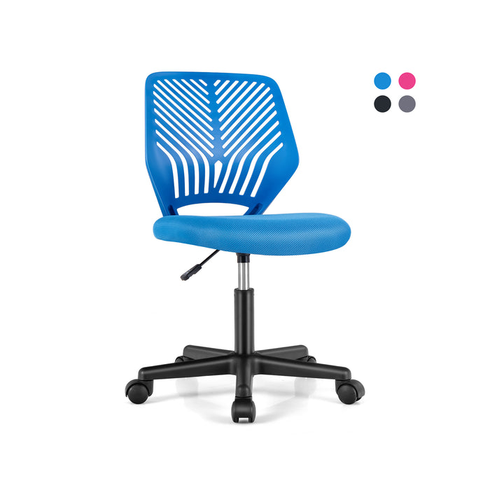 Height-adjustable Ergonomic Kids Desk Chair with Universal Casters-Blue