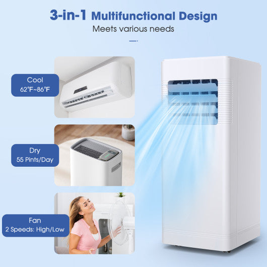 3-in-1 Portable Air Conditioner with Cooling Fan Dehumidifier Function-10000 BTU