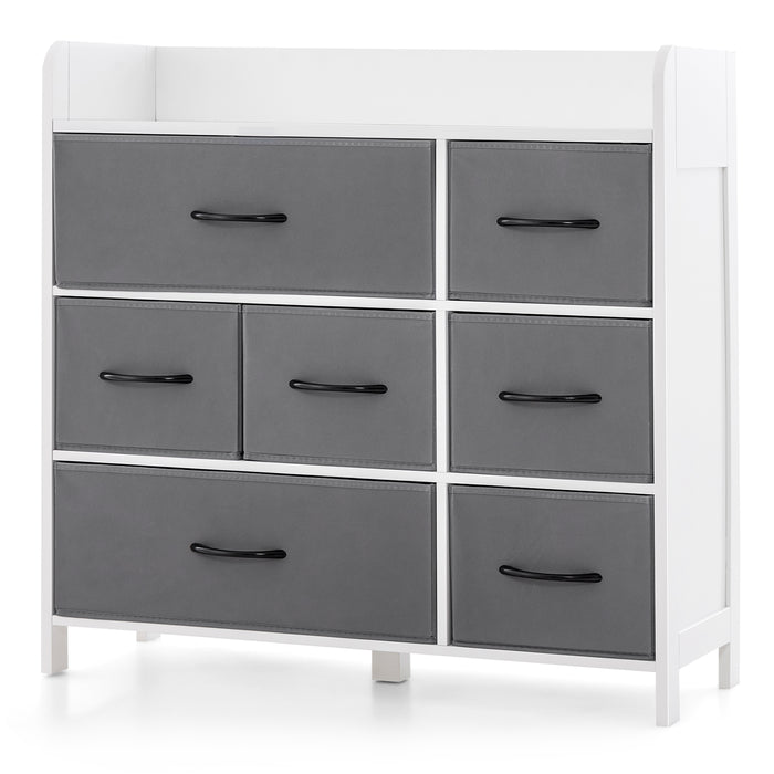 Fabric Dresser with 7 Drawers for Bedroom-White