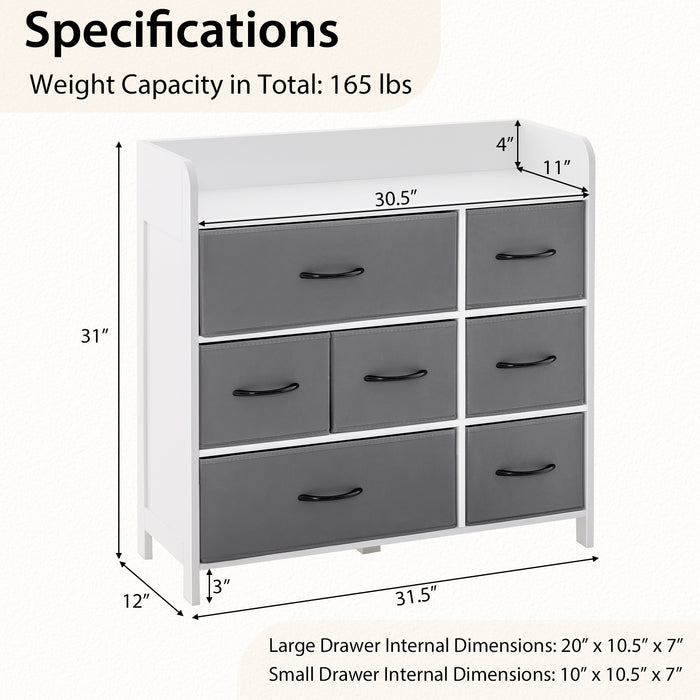 Fabric Dresser with 7 Drawers for Bedroom-White