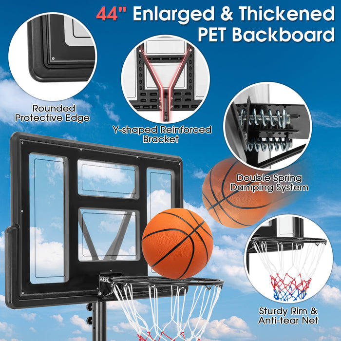 4.25-10 Feet Adjustable Basketball Hoop System with 44 Inch Backboard-B