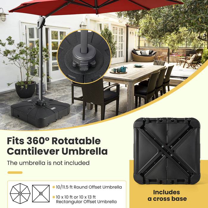 33.5 x 33.5 Inch Fillable Cantilever Umbrella Base with Wheels