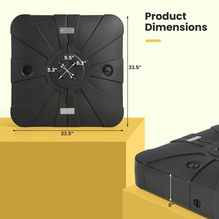 33.5 x 33.5 Inch Fillable Cantilever Umbrella Base with Wheels