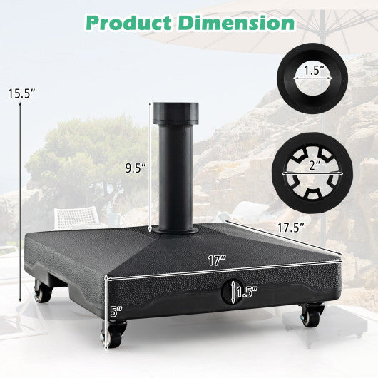 Fillable Umbrella Base Stand with Lockable Universal Wheels