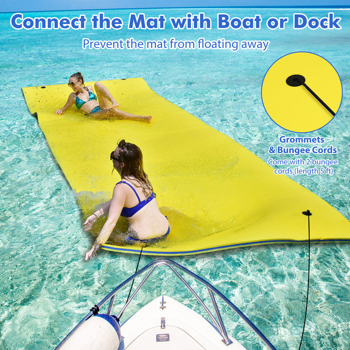 9' x 6' 3 Layer Floating Water Pad Foam Mat -Yellow