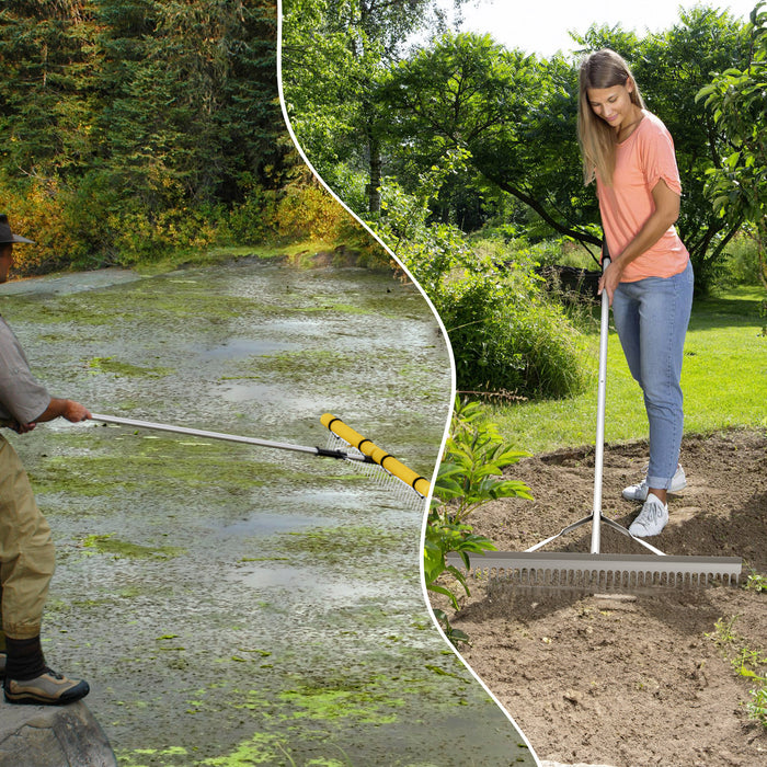 Floating Weed Lake Rake 36â€ Aquatic Pond Weed Cutter with Foam Floats