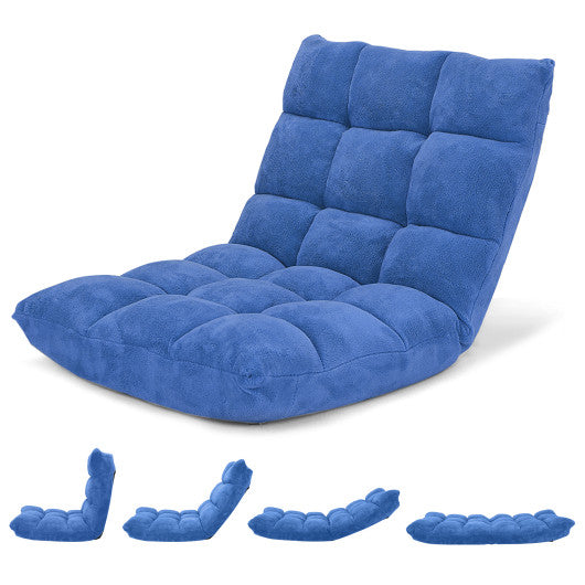 14-Position Adjustable Cushioned Floor Chair-Blue