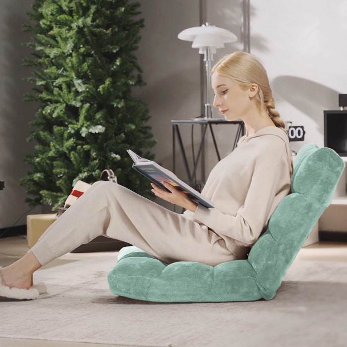 14-Position Adjustable Cushioned Floor Chair-Green