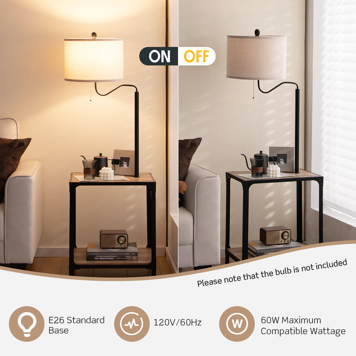 360Â° Rotatable Floor Lamp with End Table and USB Charging Ports