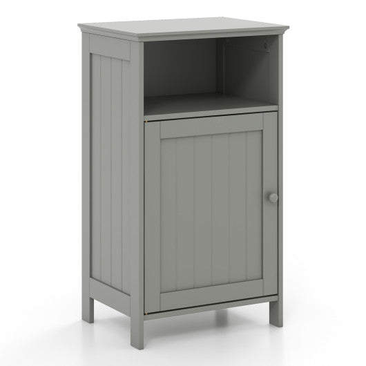 Bathroom Freestanding  Adjustable Shelf Floor Storage Cabinet-Gray