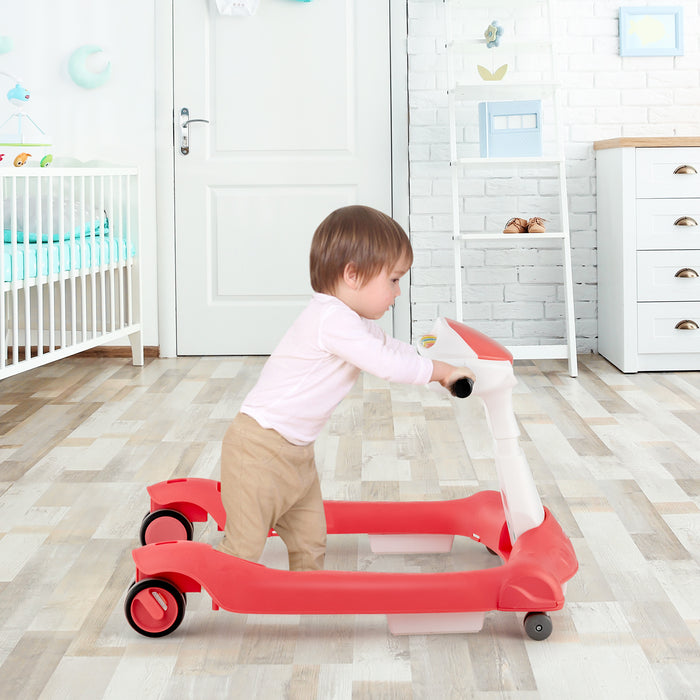 2-in-1 Foldable Activity Push Walker with Adjustable Height-Orange