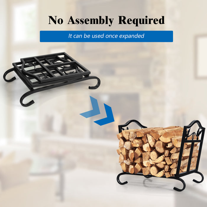 Foldable Firewood Log Rack Steel Wood Storage Holder