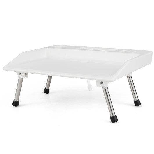 Folding Fish Fillet Table Portable Fish Cleaning and Cutting Table with Knife Slots-White