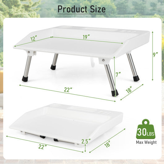 Folding Fish Fillet Table Portable Fish Cleaning and Cutting Table with Knife Slots-White