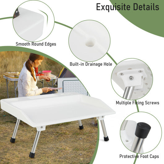 Folding Fish Fillet Table Portable Fish Cleaning and Cutting Table with Knife Slots-White